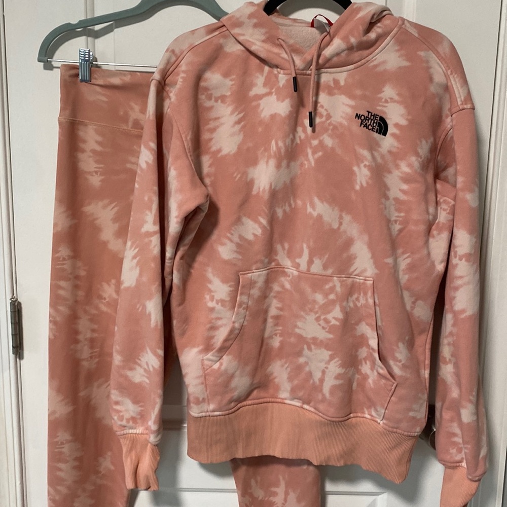 The north face pink sweater and leggings set size large